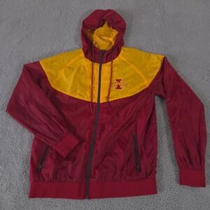 Iowa State Cyclones Jacket Mens Large Red Track Vented Pockets Windbreaker Hood